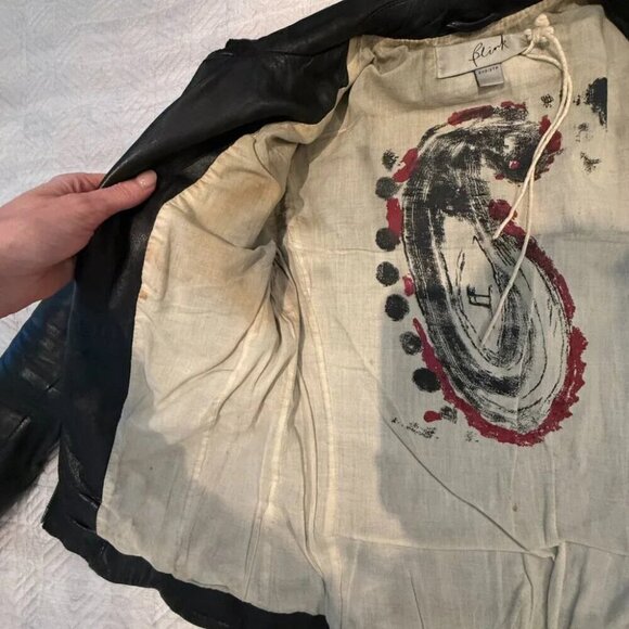 Black Leather Jacket with Diagonal Zipper, Blink (Danier), Size 2XS - Picture 6 of 8